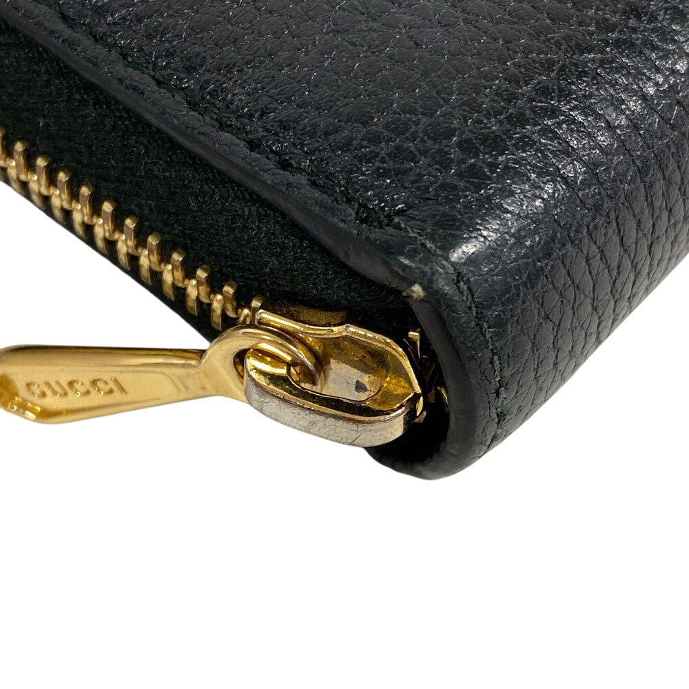 GUCCI Long Wallet Purse 570661 leather black Zip Around Zumi Women Used Authentic