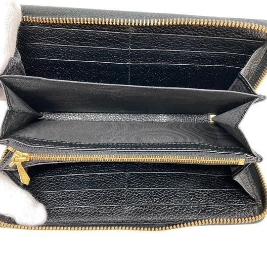 GUCCI Long Wallet Purse 570661 leather black Zip Around Zumi Women Used Authentic
