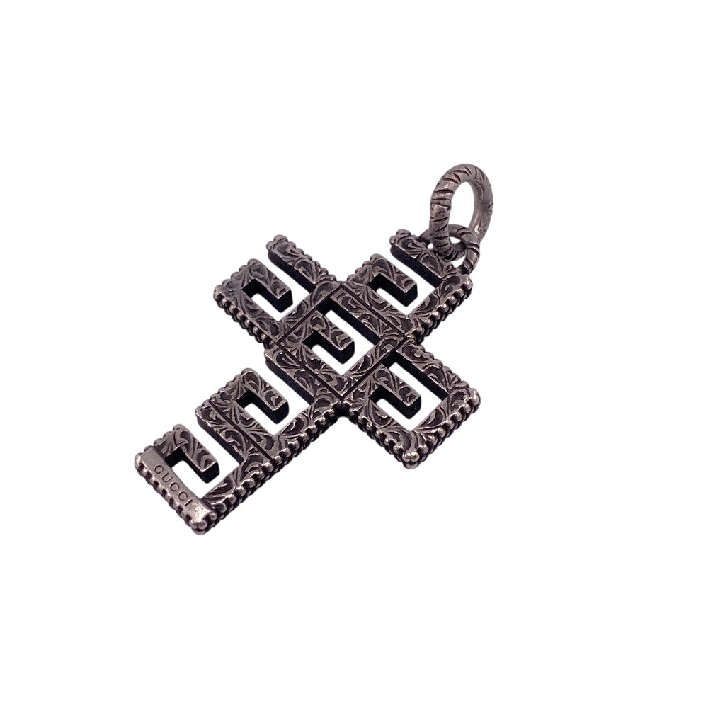 GUCCI Pendant top Silver925 Silver Square G Cross mens(Unisex) Used Authentic