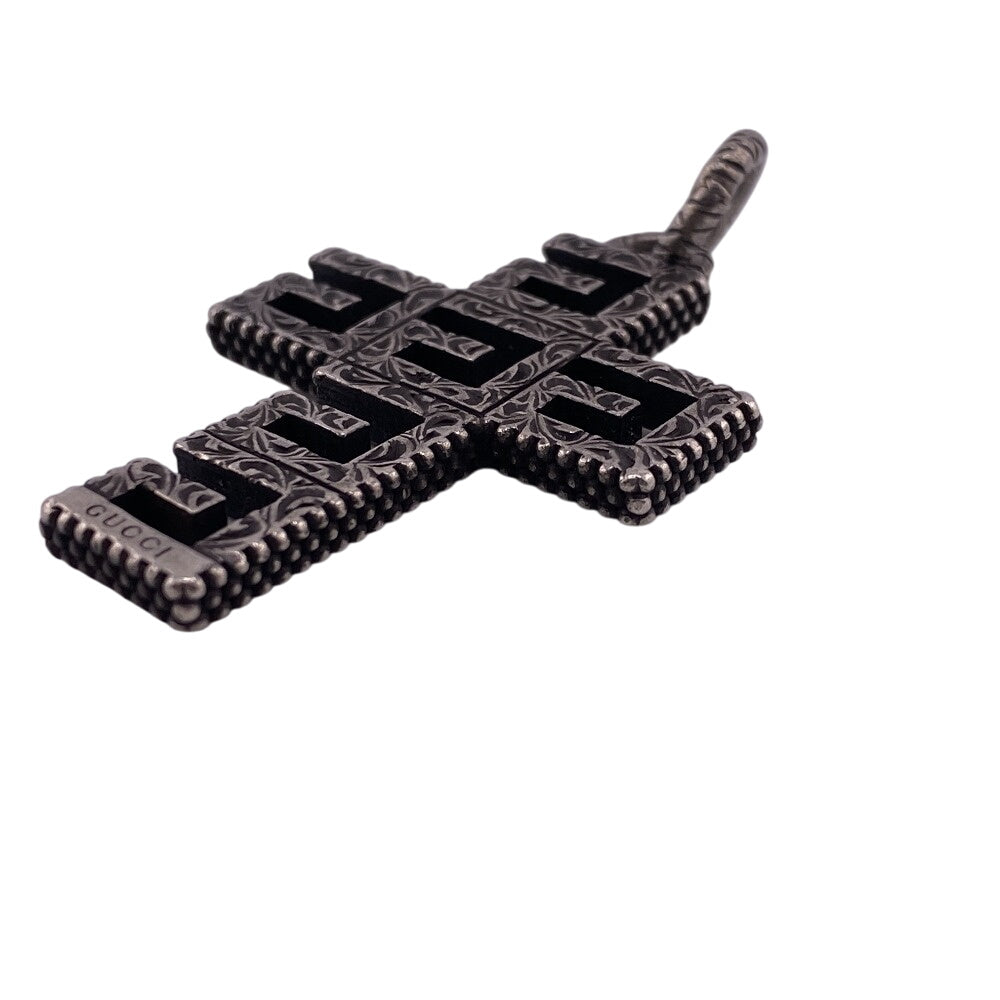 GUCCI Pendant top Silver925 Silver Square G Cross mens(Unisex) Used Authentic