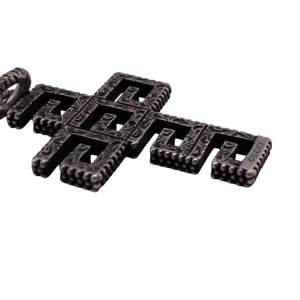 GUCCI Pendant top Silver925 Silver Square G Cross mens(Unisex) Used Authentic