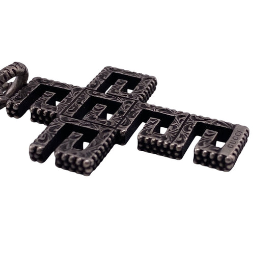 GUCCI Pendant top Silver925 Silver Square G Cross mens(Unisex) Used Authentic