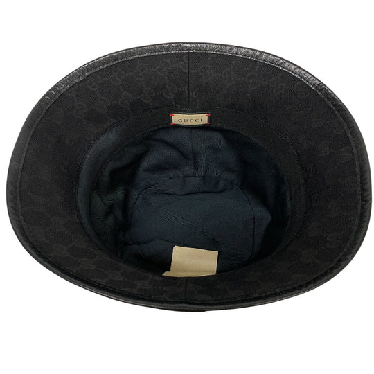 GUCCI hat 576587 Canvas, Leather black GG canvas unisex(Unisex) Used Authentic