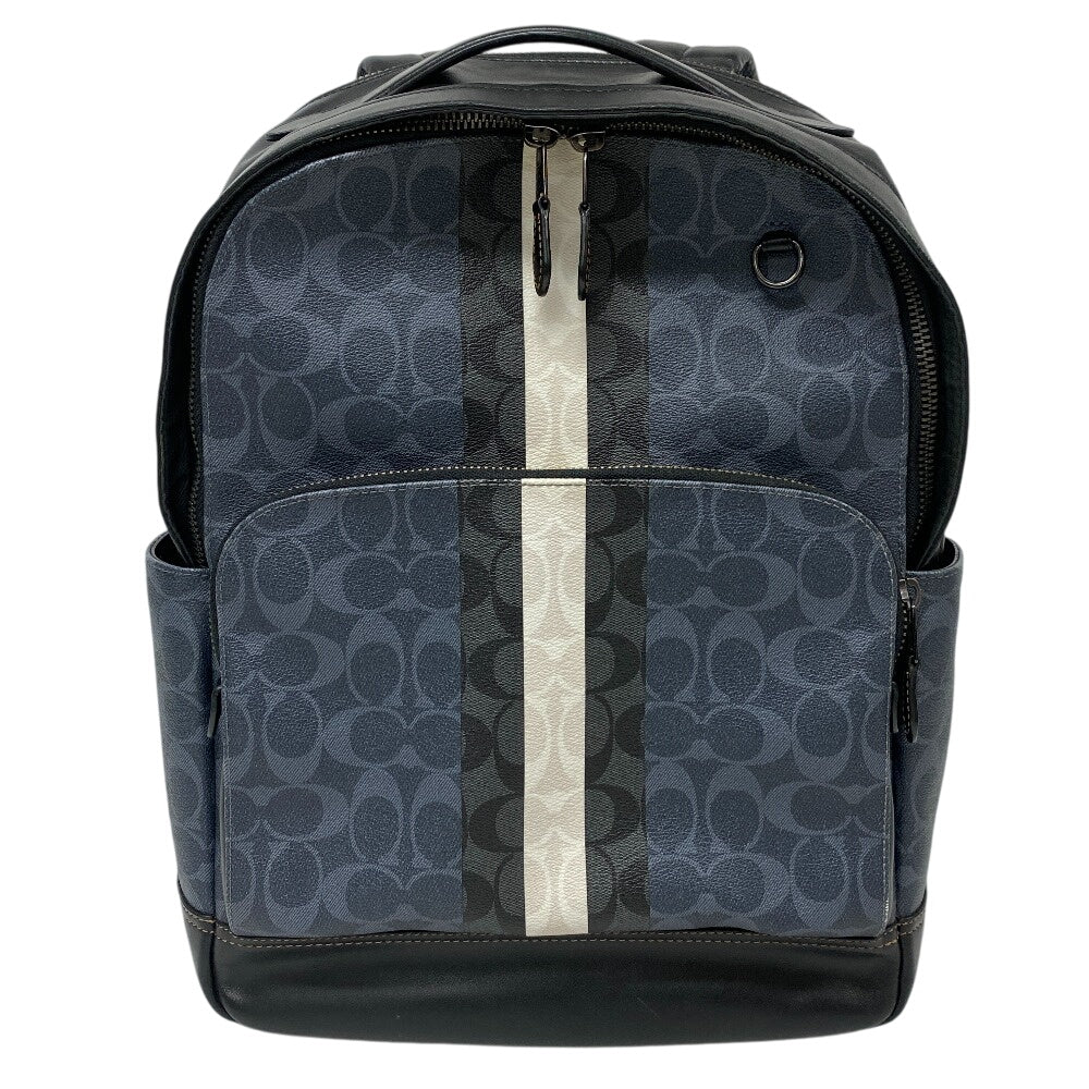 COACH Backpack C3230 leather Navy Signature mens Used Authentic