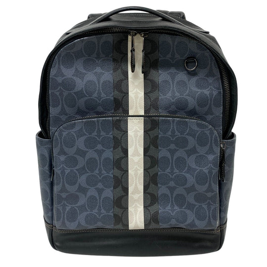 COACH Backpack C3230 leather Navy Signature mens Used Authentic