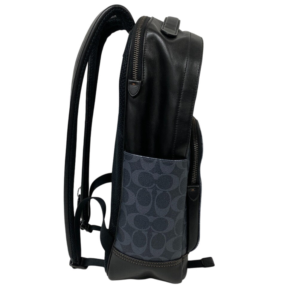 COACH Backpack C3230 leather Navy Signature mens Used Authentic