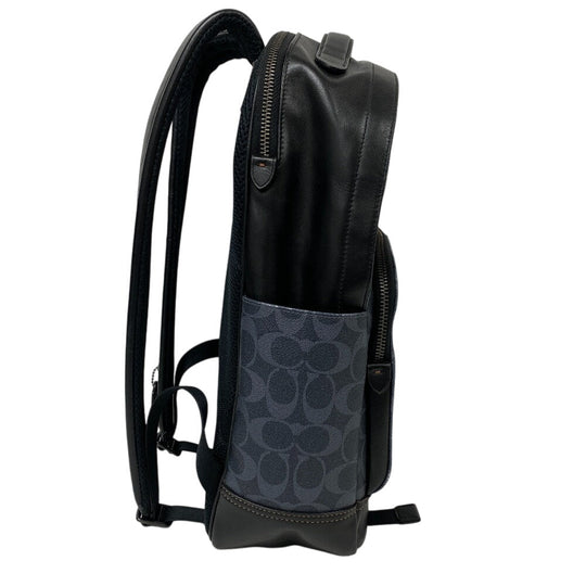 COACH Backpack C3230 leather Navy Signature mens Used Authentic