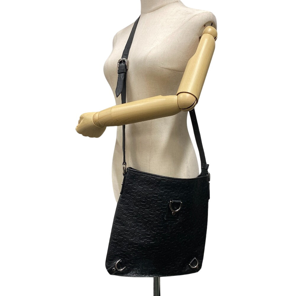 GUCCI Shoulder Bag 268642 leather black Horse pit Abbey Women Used Authentic