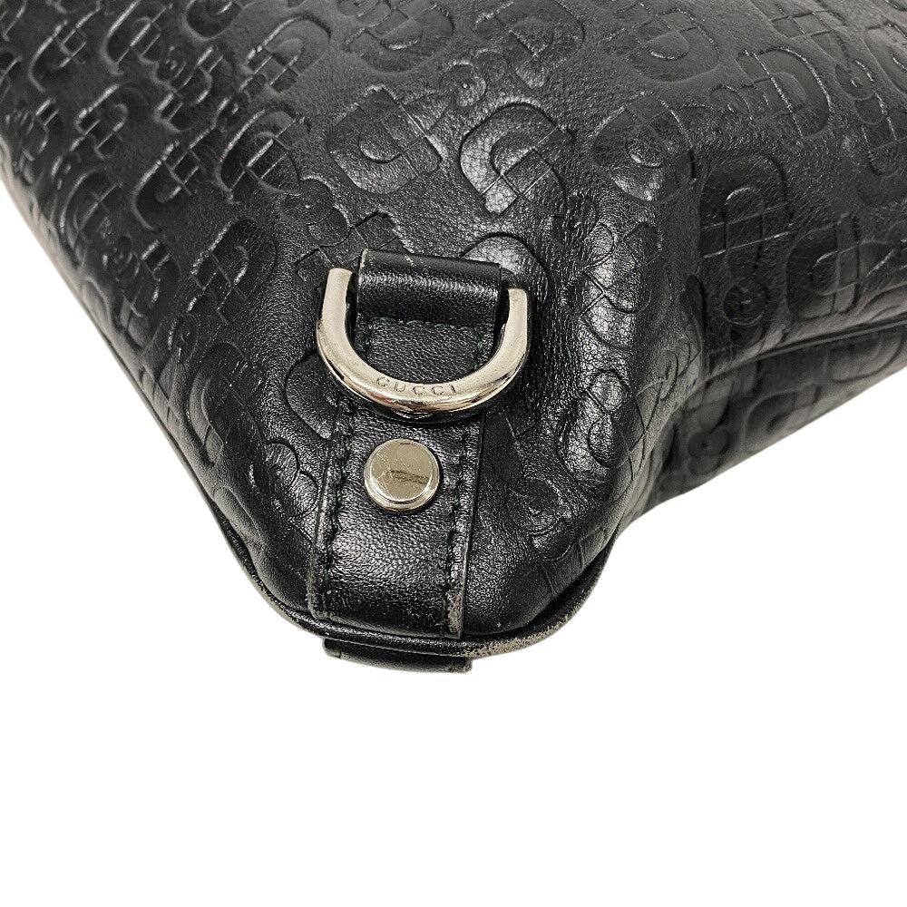 GUCCI Shoulder Bag 268642 leather black Horse pit Abbey Women Used Authentic
