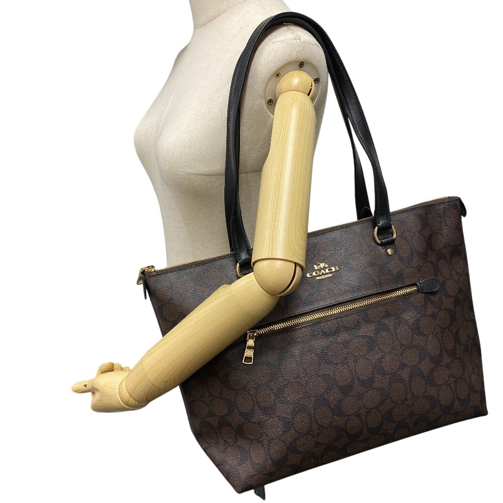 COACH Tote Bag F79609 leather Brown Signature Women Used Authentic