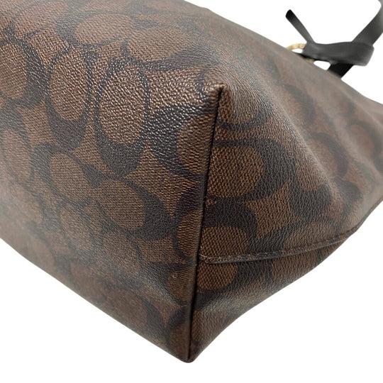 COACH Tote Bag F79609 leather Brown Signature Women Used Authentic