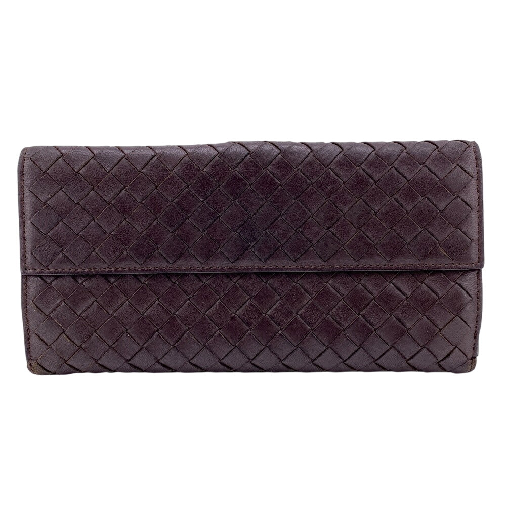 BOTTEGAVENETA Long Wallet Purse leather Brown W Hook Wallet  Bifold Wallet INTRECCIATO mens Used Authentic