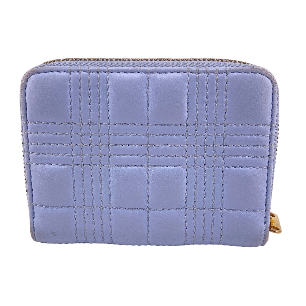 BURBERRY Coin case leather blue TB monogram logo Women Used Authentic