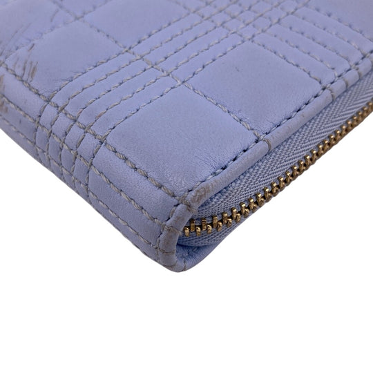 BURBERRY Coin case leather blue TB monogram logo Women Used Authentic