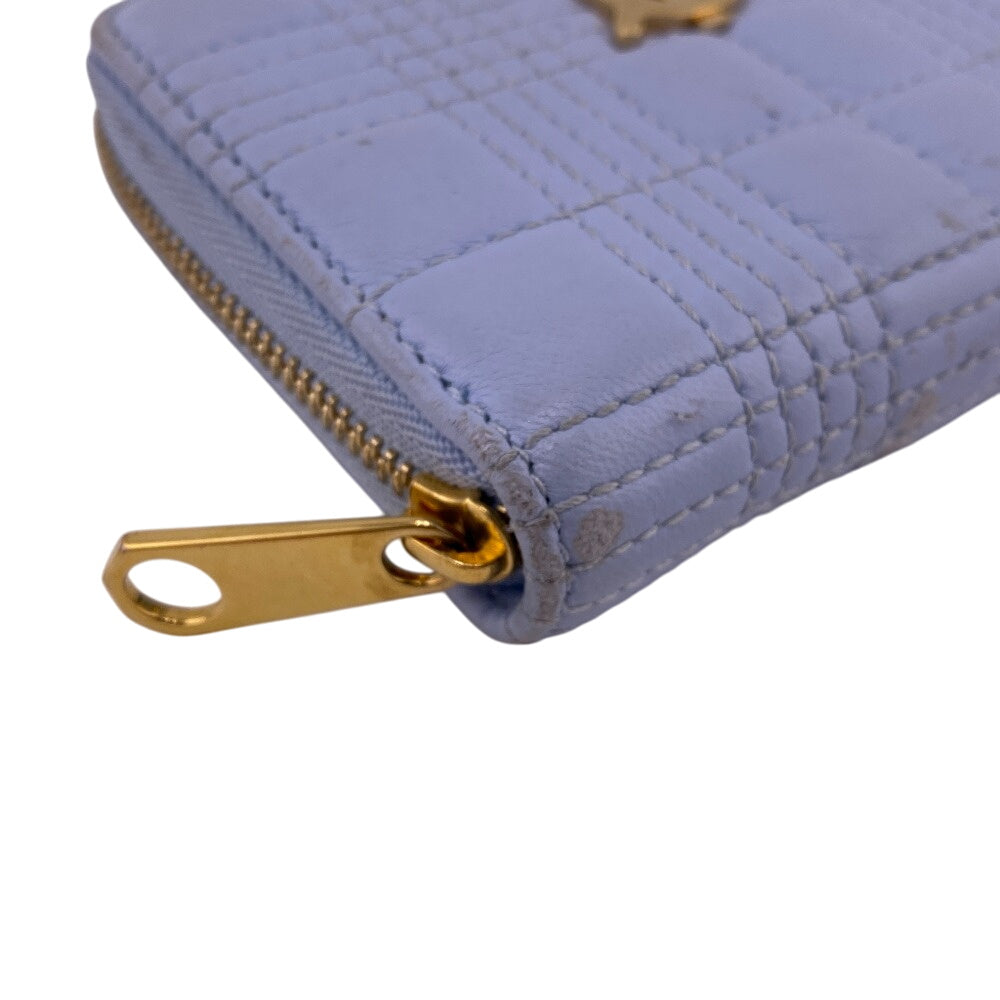 BURBERRY Coin case leather blue TB monogram logo Women Used Authentic