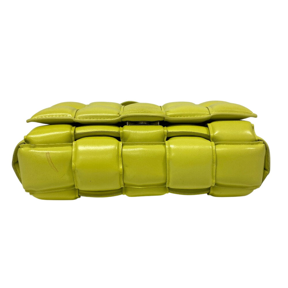 BOTTEGAVENETA Shoulder Bag leather yellow Padded cassette INTRECCIATO Women Used Authentic