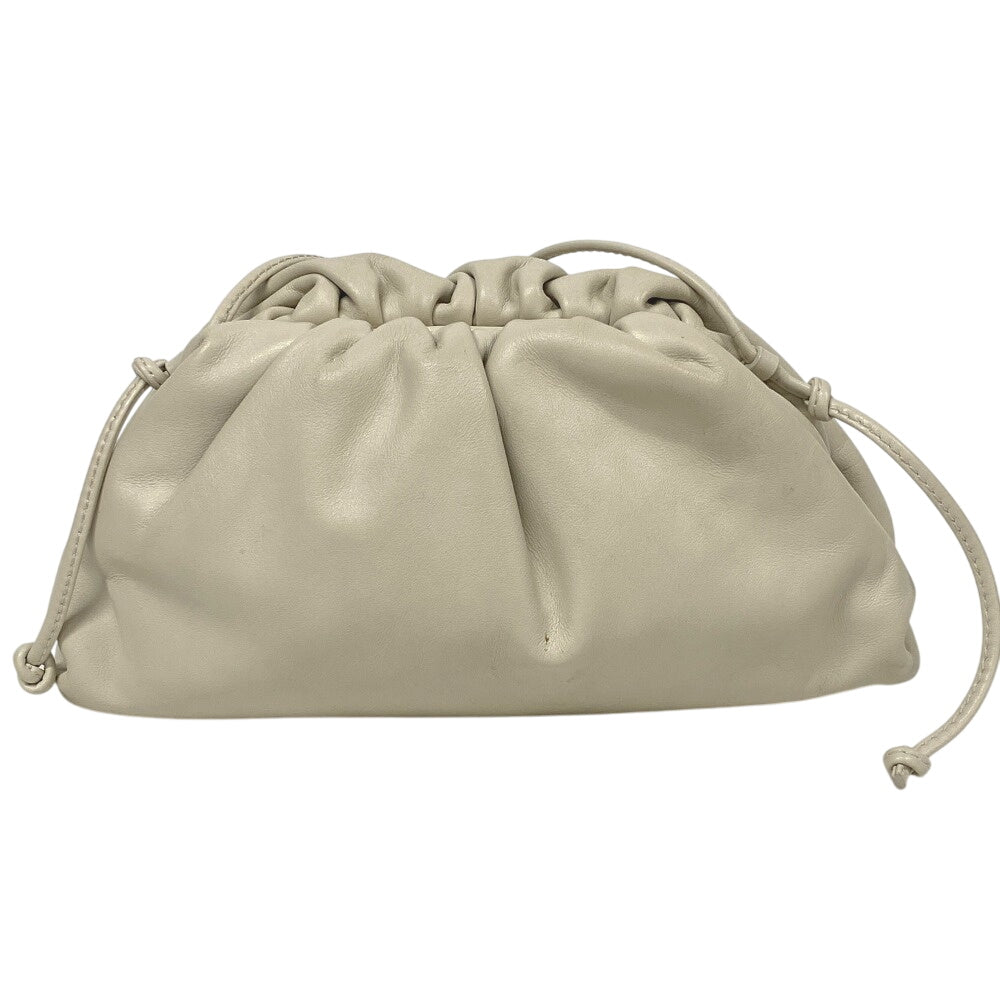 BOTTEGAVENETA Shoulder Bag leather white Pouch Women Used Authentic