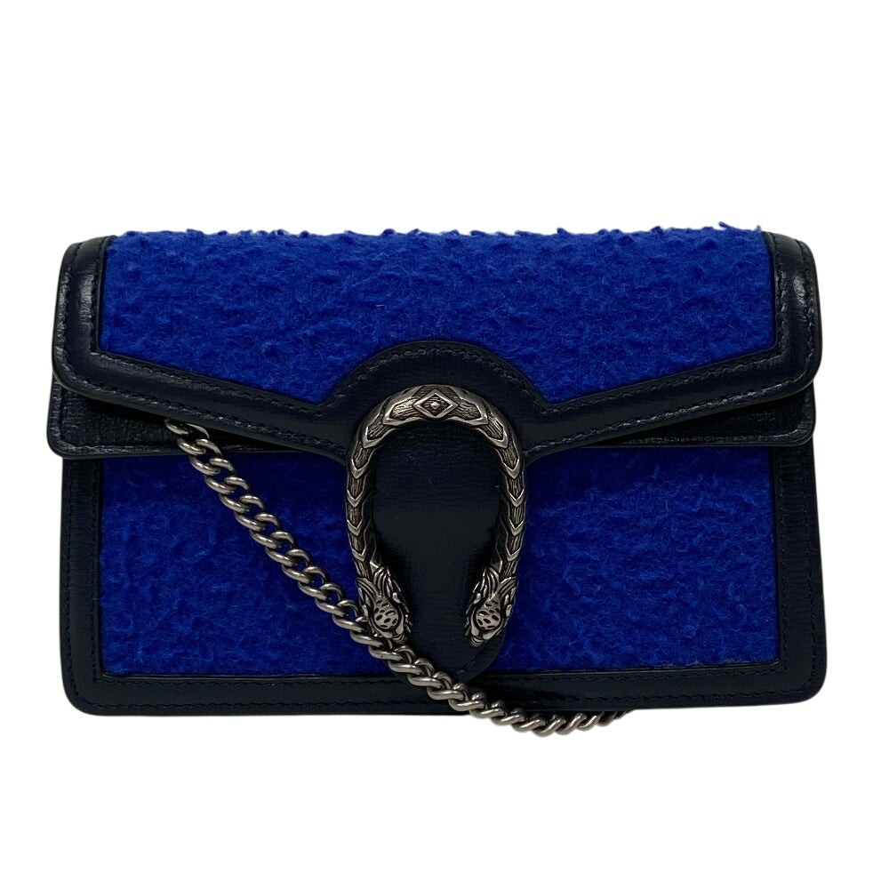 GUCCI Shoulder Bag 476432 Wool, Leather blue Chain Duosonis Women Used Authentic