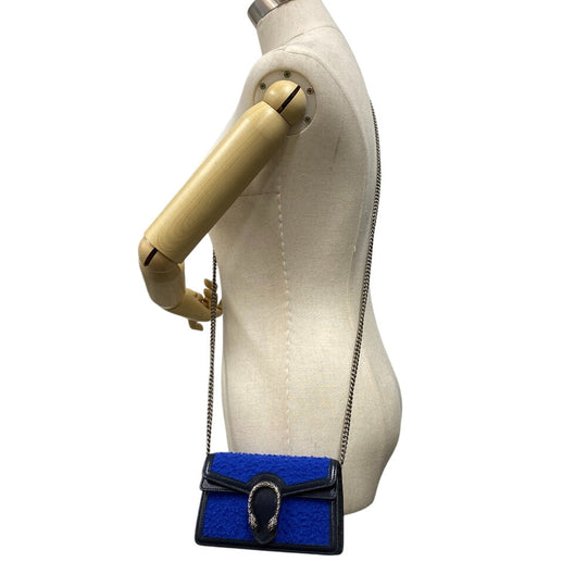 GUCCI Shoulder Bag 476432 Wool, Leather blue Chain Duosonis Women Used Authentic