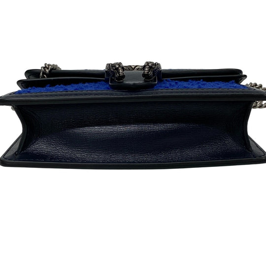 GUCCI Shoulder Bag 476432 Wool, Leather blue Chain Duosonis Women Used Authentic