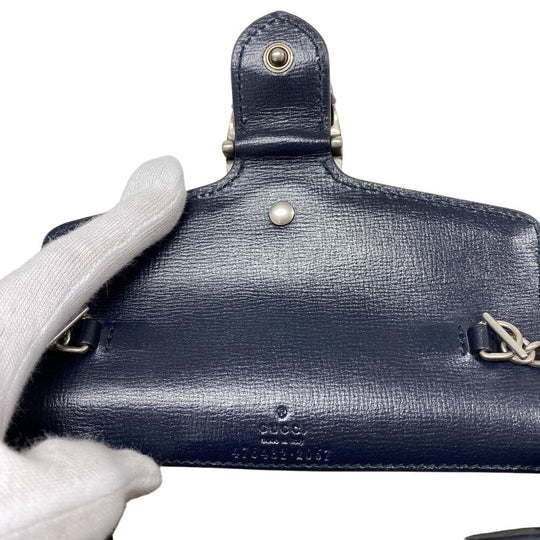 GUCCI Shoulder Bag 476432 Wool, Leather blue Chain Duosonis Women Used Authentic