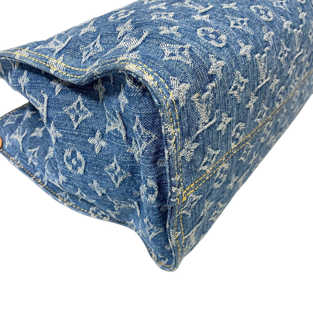 LOUIS VUITTON Tote Bag M46871 Monogram denim Navy Monogram denim On the Go MM Women Used Authentic