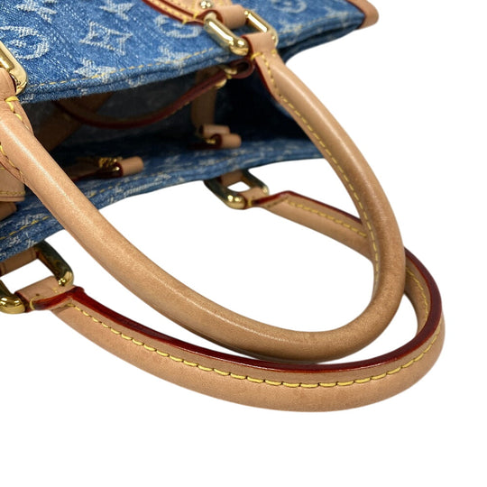 LOUIS VUITTON Tote Bag M46871 Monogram denim Navy Monogram denim On the Go MM Women Used Authentic