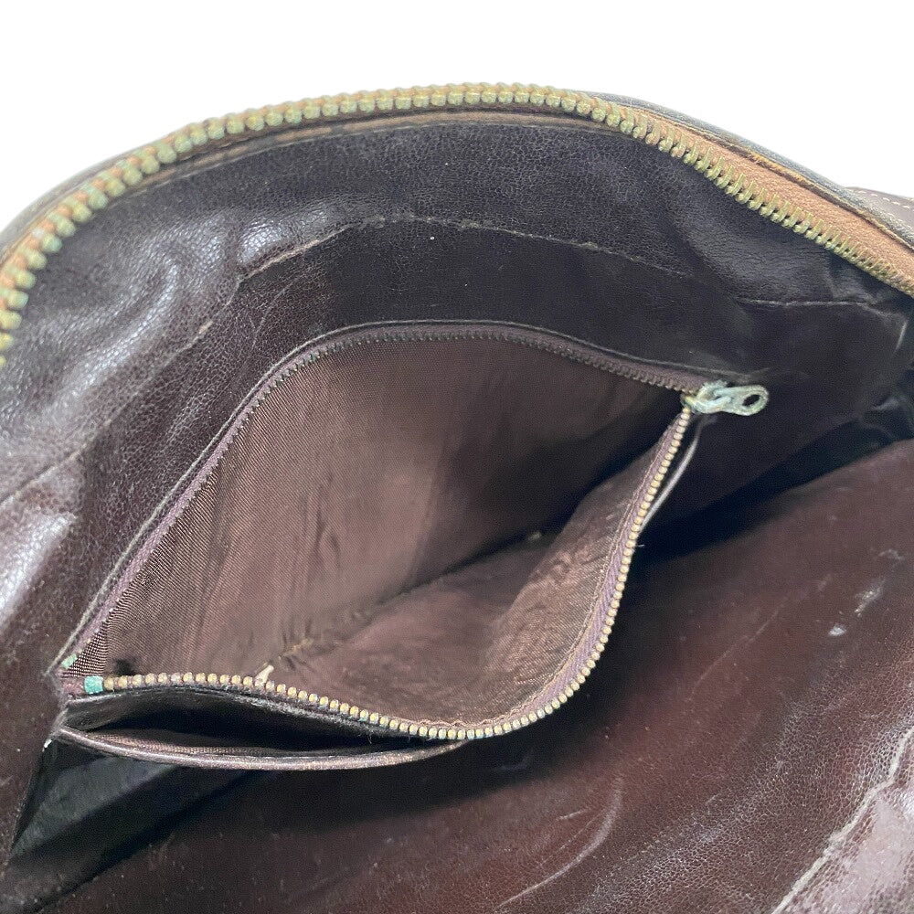 CELINE Shoulder Bag Canvas, Leather Brown Sulky C Carriage Pattern Women Used Authentic