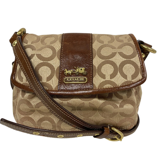COACH Shoulder Bag 12988 Canvas, Leather Brown Op art Women Used Authentic
