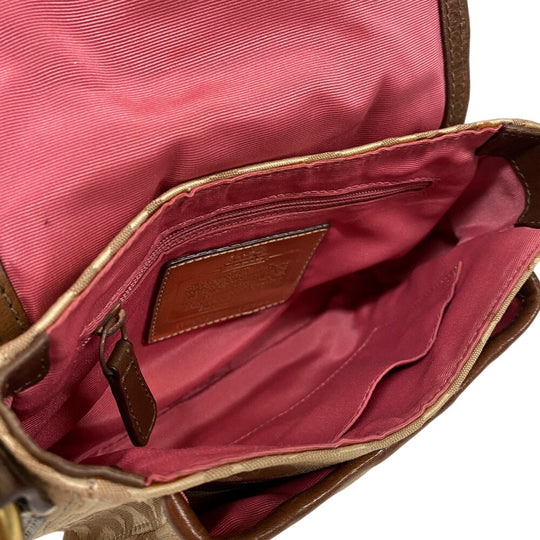 COACH Shoulder Bag 12988 Canvas, Leather Brown Op art Women Used Authentic