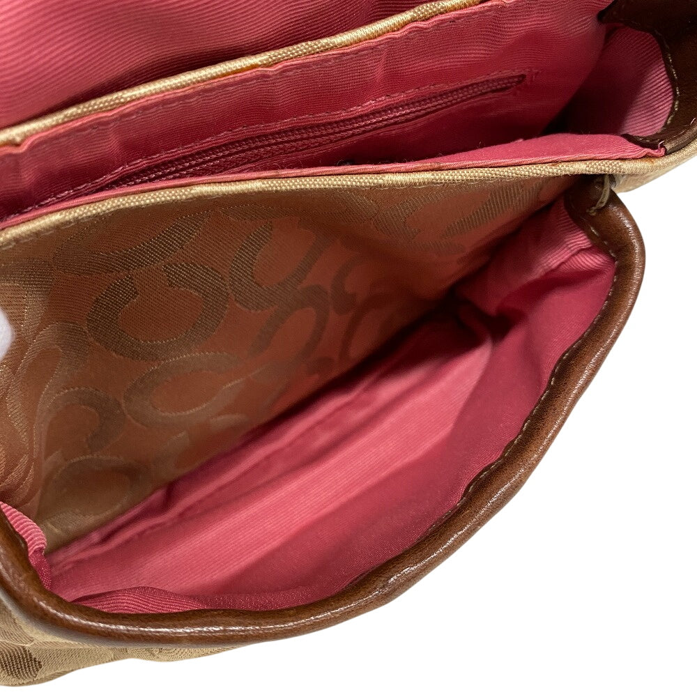 COACH Shoulder Bag 12988 Canvas, Leather Brown Op art Women Used Authentic