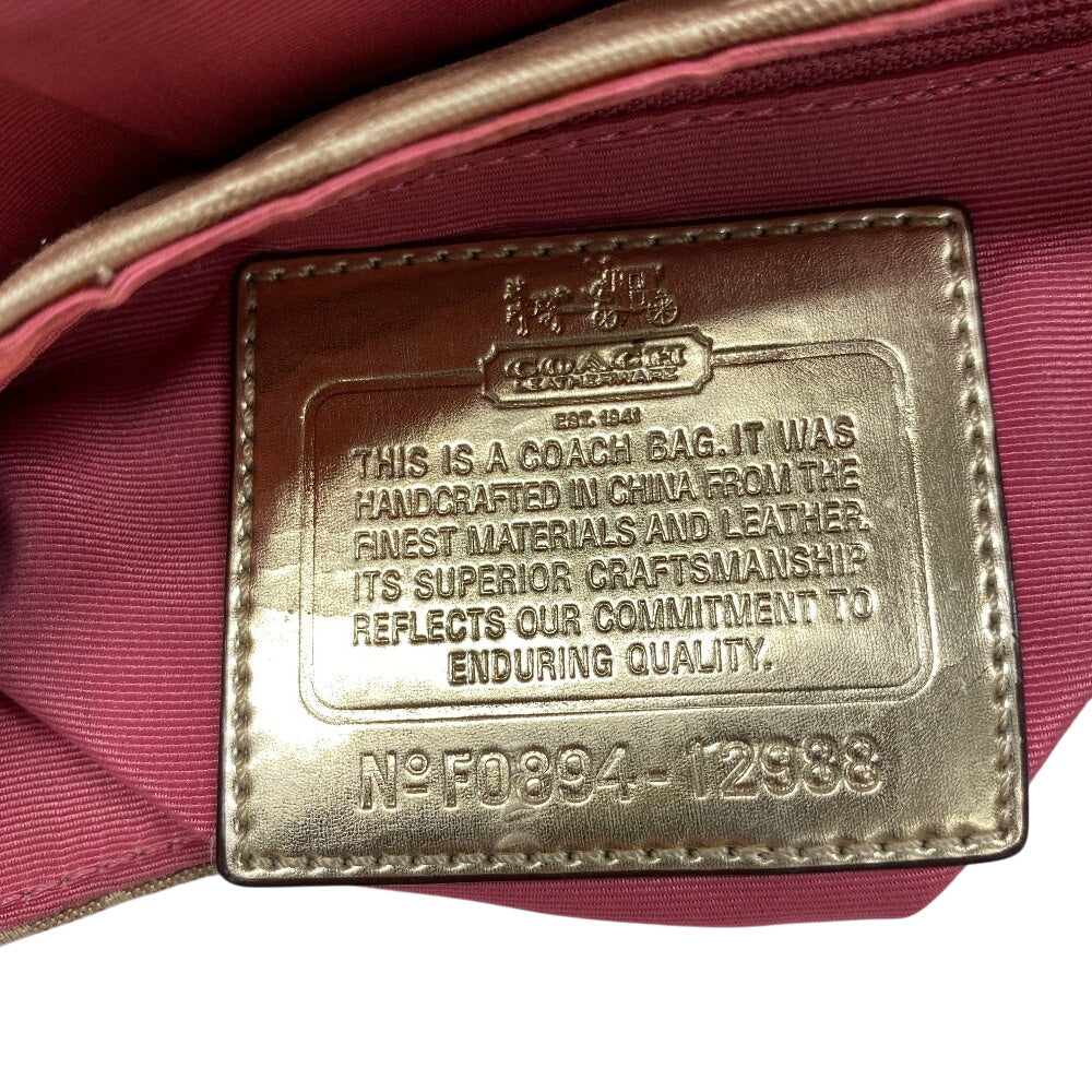 COACH Shoulder Bag 12988 Canvas, Leather Brown Op art Women Used Authentic