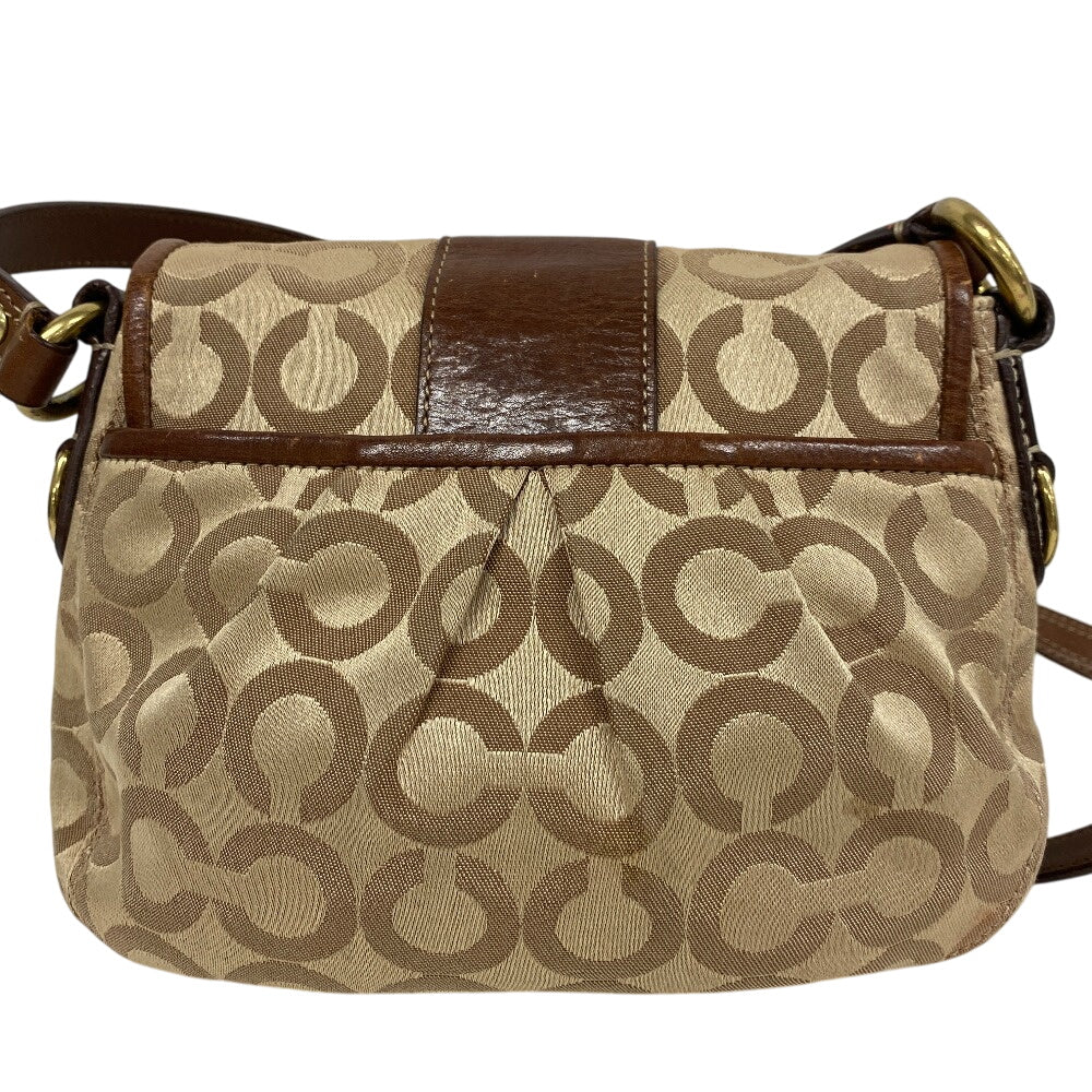 COACH Shoulder Bag 12988 Canvas, Leather Brown Op art Women Used Authentic
