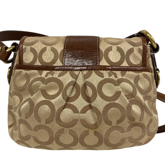 COACH Shoulder Bag 12988 Canvas, Leather Brown Op art Women Used Authentic