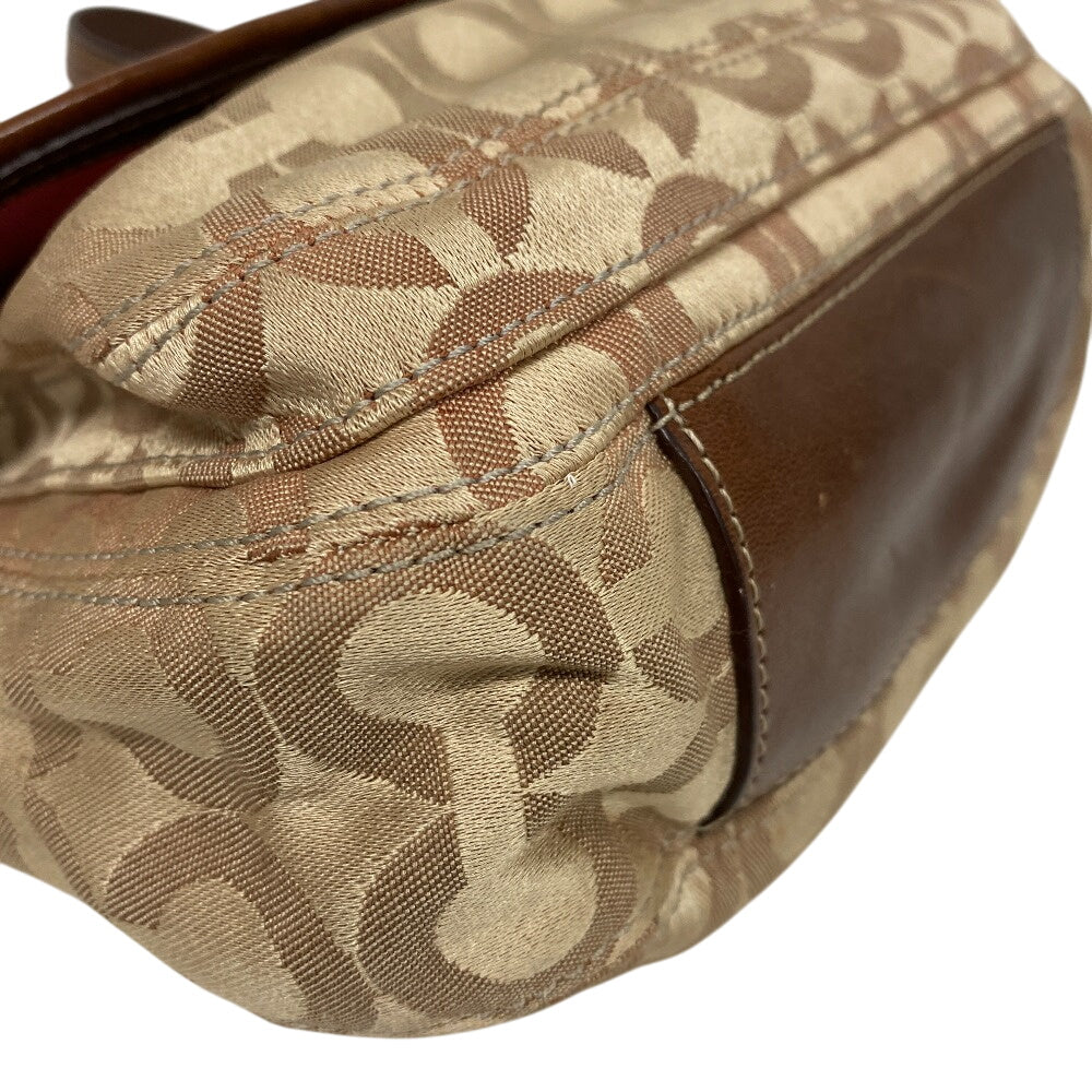 COACH Shoulder Bag 12988 Canvas, Leather Brown Op art Women Used Authentic