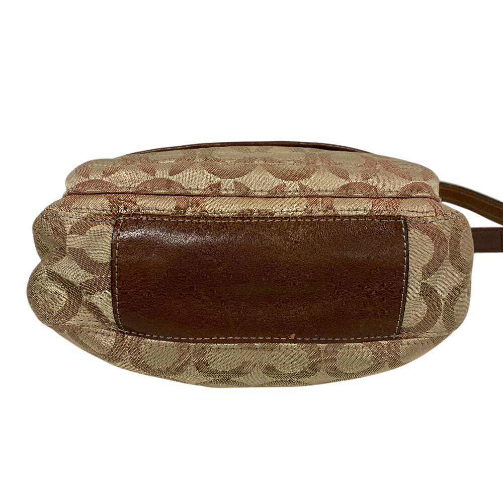 COACH Shoulder Bag 12988 Canvas, Leather Brown Op art Women Used Authentic