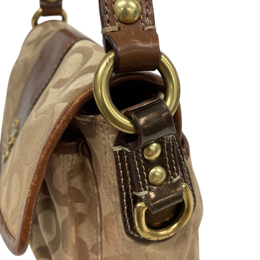 COACH Shoulder Bag 12988 Canvas, Leather Brown Op art Women Used Authentic