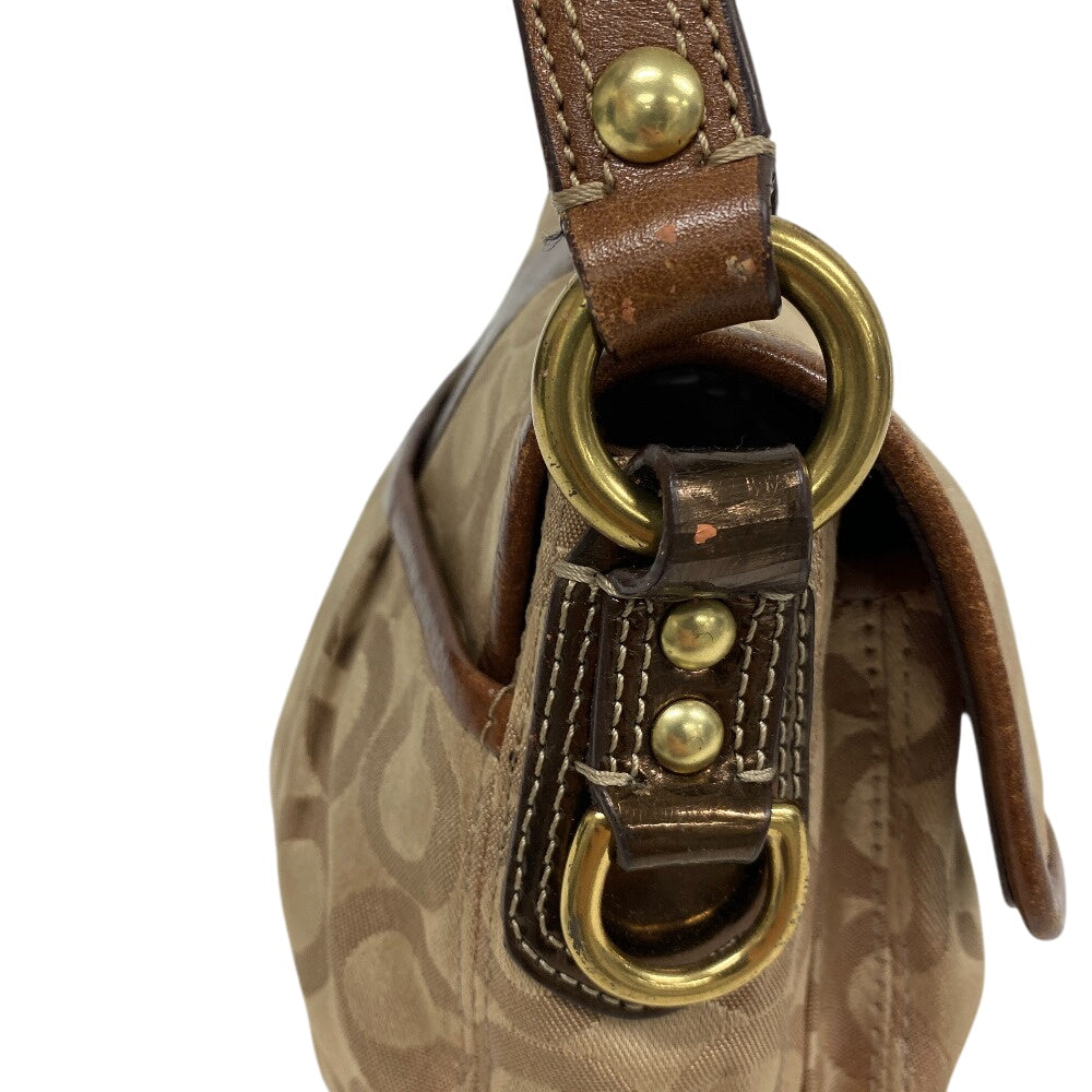 COACH Shoulder Bag 12988 Canvas, Leather Brown Op art Women Used Authentic