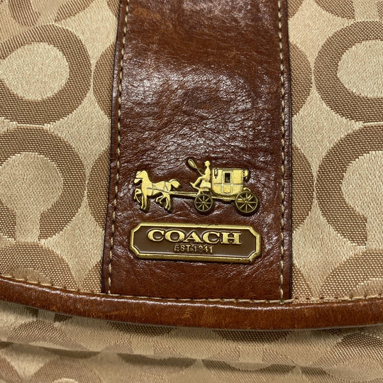 COACH Shoulder Bag 12988 Canvas, Leather Brown Op art Women Used Authentic