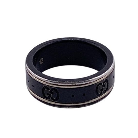 GUCCI Ring ceramic black GG icon unisex(Unisex) Used Authentic