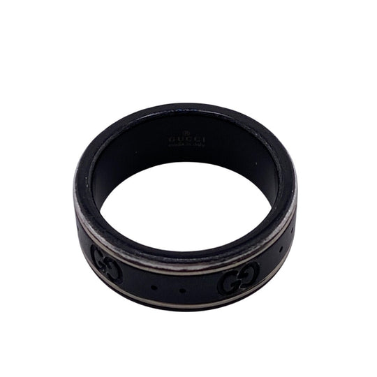 GUCCI Ring ceramic black GG icon unisex(Unisex) Used Authentic