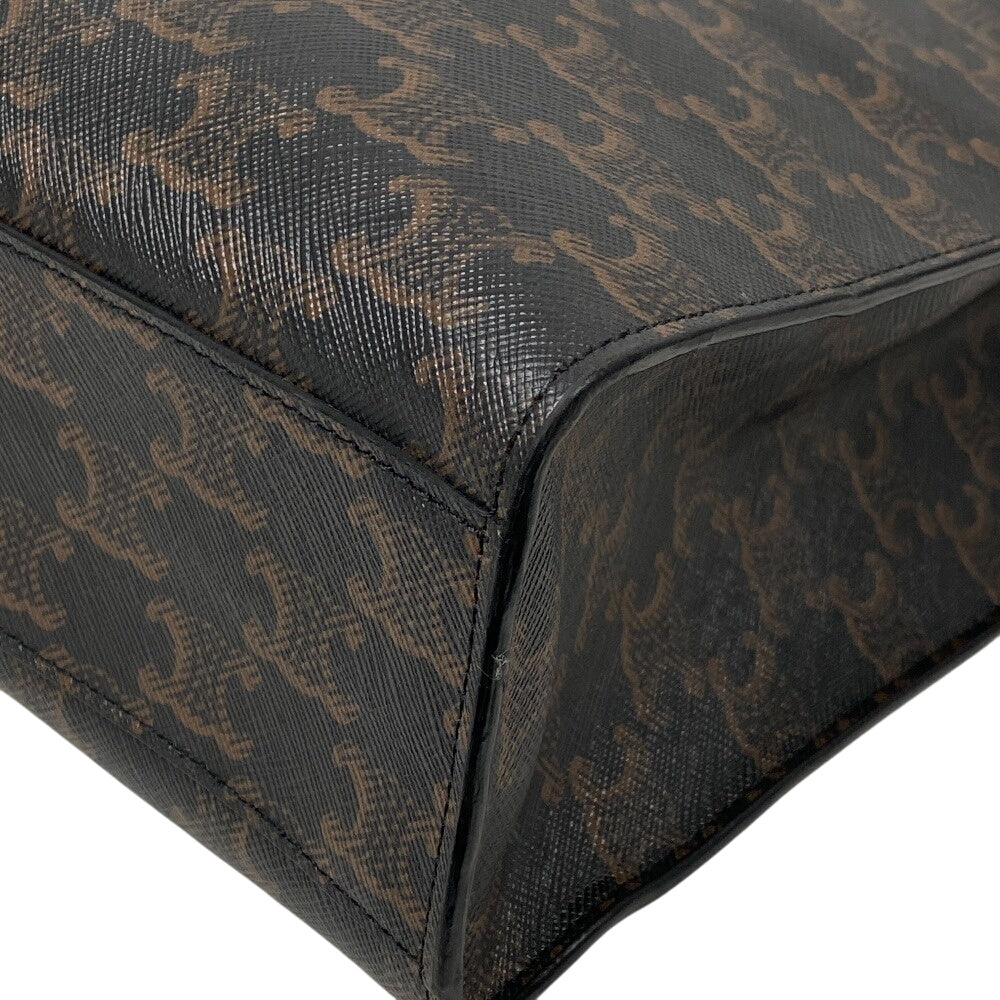 CELINE Tote Bag PVC, Leather black Triomphe Vertical Cover Women Used Authentic