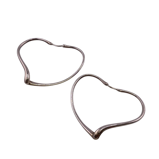 TIFFANY&Co. Pierce Silver925 Silver 925 9.7g Open Heart Hoop Earrings Women Used Authentic