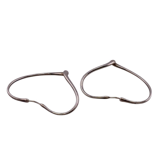 TIFFANY&Co. Pierce Silver925 Silver 925 9.7g Open Heart Hoop Earrings Women Used Authentic