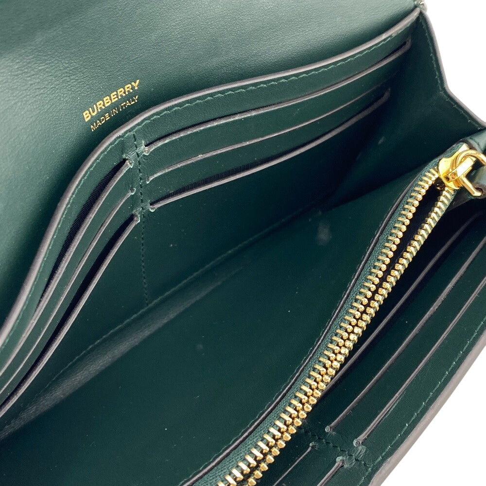 BURBERRY Long Wallet Purse leather green Long wallet TB Women Used Authentic