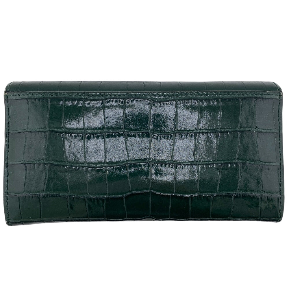 BURBERRY Long Wallet Purse leather green Long wallet TB Women Used Authentic