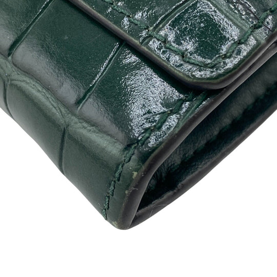 BURBERRY Long Wallet Purse leather green Long wallet TB Women Used Authentic