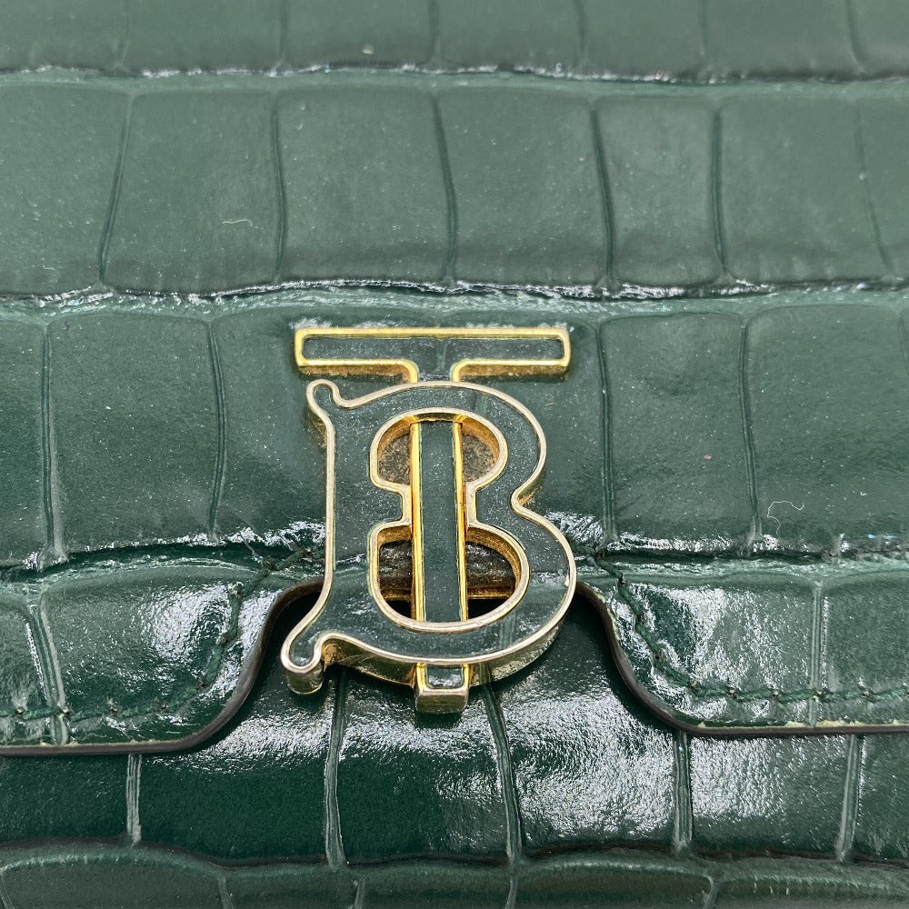 BURBERRY Long Wallet Purse leather green Long wallet TB Women Used Authentic