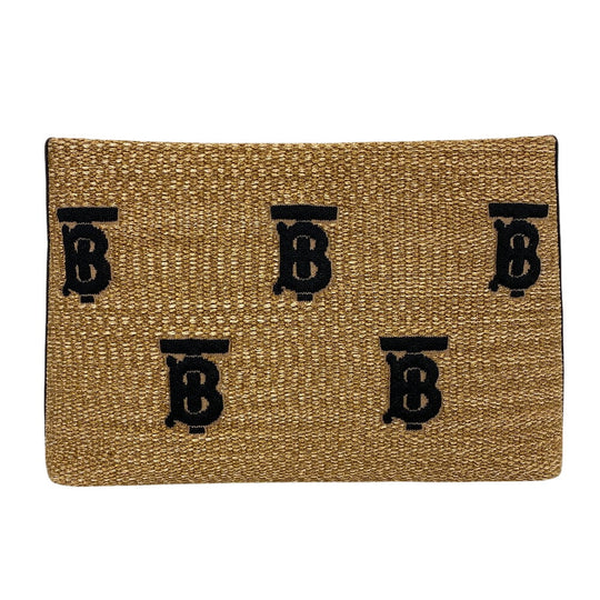 BURBERRY Clutch bag Straw, Leather beige Monogram unisex(Unisex) Used Authentic