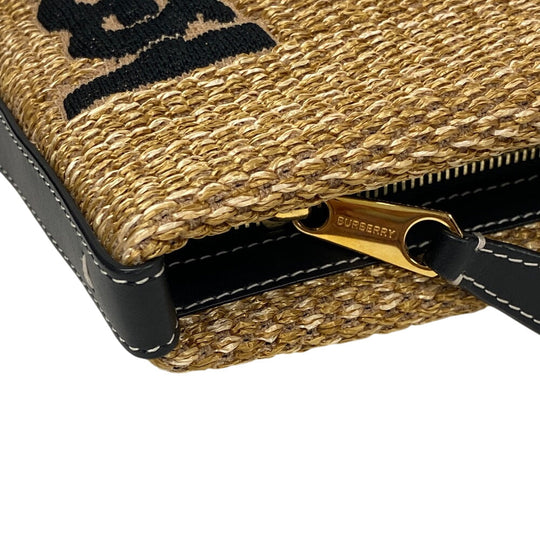 BURBERRY Clutch bag Straw, Leather beige Monogram unisex(Unisex) Used Authentic